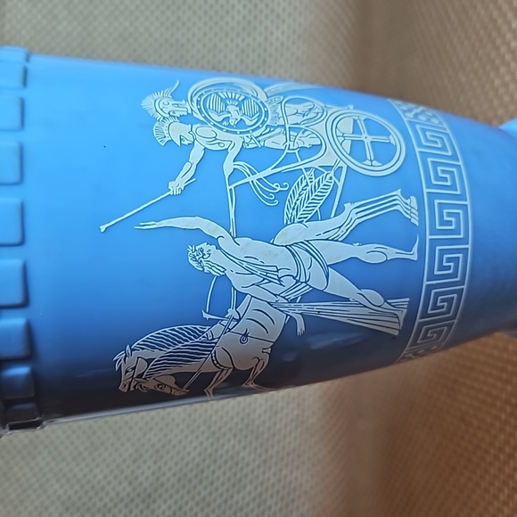 Jim Beam Blue Decanter Milk Glass Greek Chariot Liquor Urn 14" Vintage 1960s - Picture 5 of 6